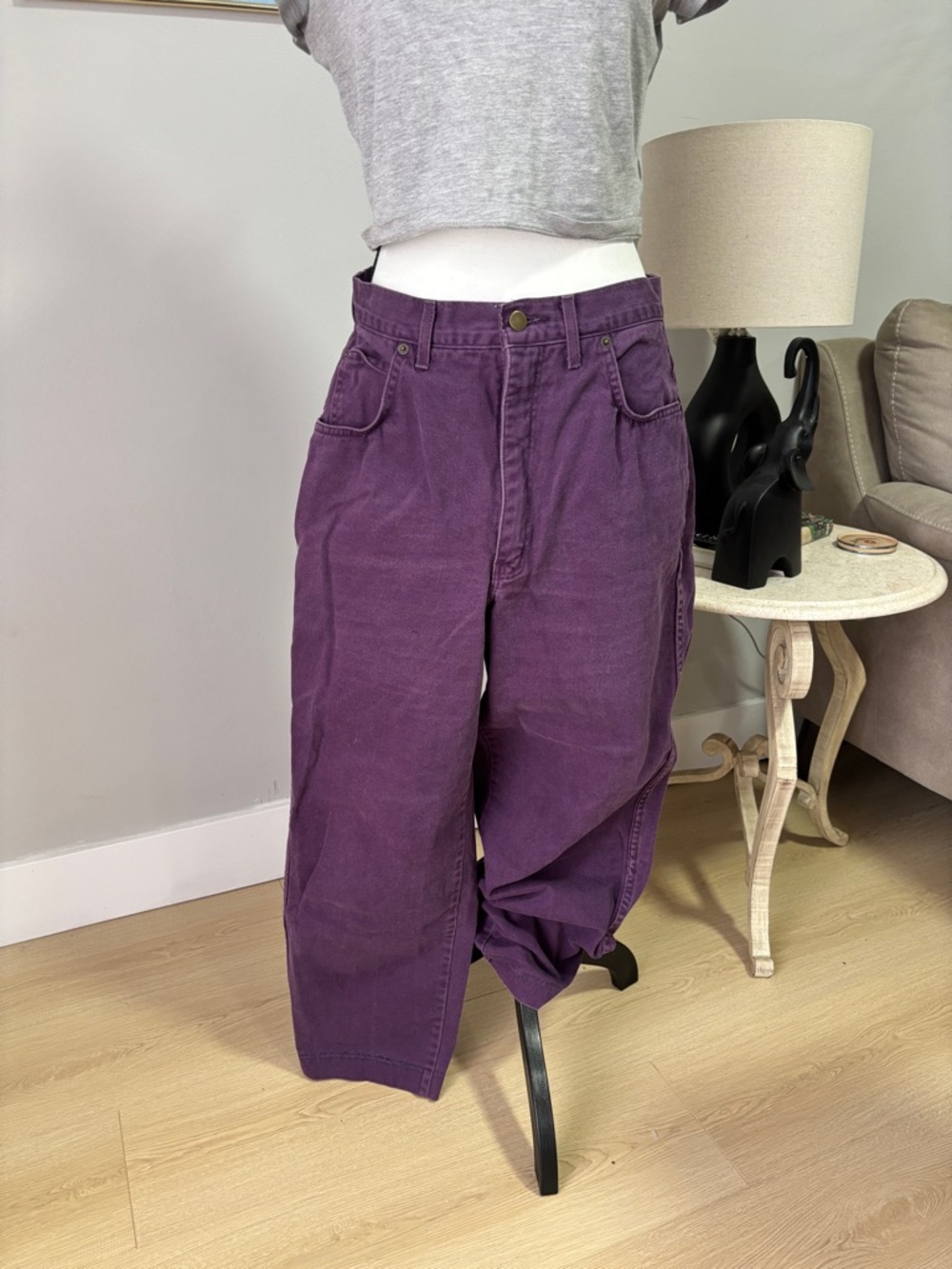 Purple High-Waist Wide Leg Corduroy Pants